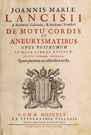 Cover of: De motu cordis et aneurysmatibus. Opus osthumum