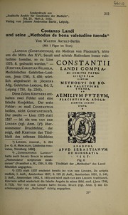 Cover of: Costanzo Landi und seine 'methodus de bona valetudine tuenda̕ by Walter Artelt