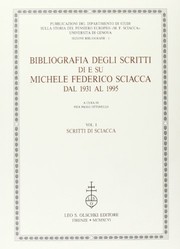 Cover of: Bibliografia degli scritti di e su Michele Federico Sciacca dal 1931 al 1995