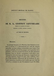 Cover of: Discours de M. Isidore Geoffrey Saint-Hilaire [and others] prononcé sur le tombe de M. Duméril
