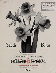 Cover of: Seeds, bulbs for summer and fall planting: 1932