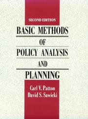 Cover of: Basic methods of policy analysis and planning by Carl V. Patton