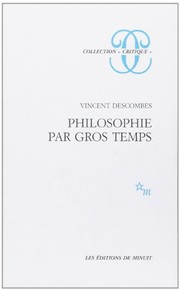 Cover of: Philosophie par gros temps by Vincent Descombes
