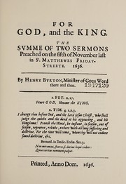Cover of: For God, and the King: the summe of two sermons