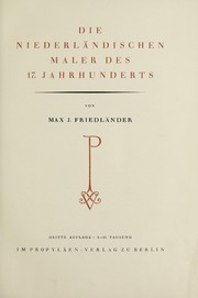 Cover of: Die niederländischen maler des 17. jahrhunderts