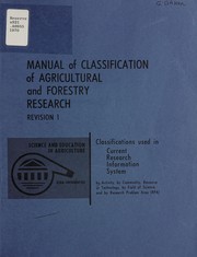 Cover of: Manual of classification of agricultural and forestry research | Agricultural Research Policy Advisory Committee. Research Classification Subcommittee