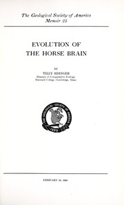 Cover of: Evolution of the horse brain. | Tilly Edinger