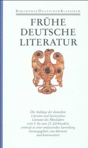 Cover of: Frühe deutsche Literatur und lateinische Literatur in Deutschland, 800-1150