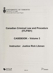 Cover of: Canadian criminal law and procedure (ITLP401) by Rick Libman