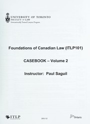 Cover of: Foundations of Canadian law (ITLP101) | Paul Saguil