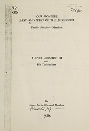 Cover of: Our pioneers east and west of the Mississippi: family sketches -- Mershon