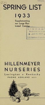Cover of: Spring list, 1933 | Hillenmeyer Nurseries