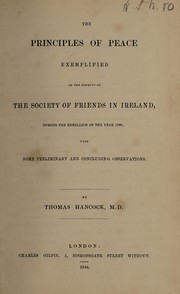 Cover of: The principles of peace | Hancock, Thomas