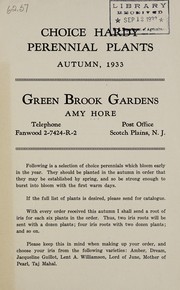 Cover of: Choice hardy perennial plants, autumn, 1933 | Amy Hore (Firm)