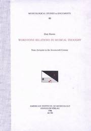 Cover of: Word-tone relations in musical thought | Don Harran