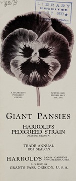 Cover of: Giant pansies, Harrold's pedigreed strain, Oregon grown: trade annual, 1933 season