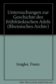Cover of: Untersuchungen Zur Geschichte Des Fruhfrankischen Adels