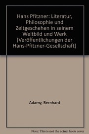 Cover of: Hans Pfitzner by Bernhard Adamy