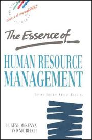 Cover of: The essence of human resource management by Eugene F. McKenna