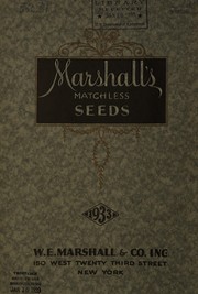 Cover of: Marshall's matchless seeds, 1933 by W.E. Marshall & Co