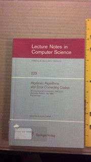 Cover of: Algebraic algorithms and error-correcting codes | 
