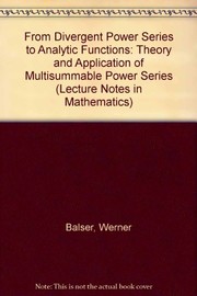 Cover of: From divergent power series to analytic functions | Werner Balser