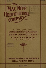 Cover of: Condensed garden seed and plant catalog, 1933 | MacNiff Horticultural Company