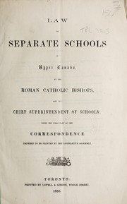 Cover of: Law of separate schools in Upper Canada