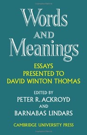 Words and meanings by David Winton Thomas, Barnabas Lindars
