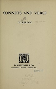Cover of: Sonnets and verse | Hilaire Belloc