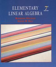 Cover of: Elementary linear algebra. by Bernard Kolman