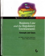 Cover of: Business Law and the Regulatry Environment. Concepts and Cases: University of Phoenix