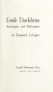 Cover of: Emile Durkheim | Dominick LaCapra