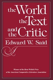 Cover of: The World, the Text and the Critic. | Edward W. Said