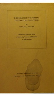 Cover of: Introduction to partial differential equations | G. B. Folland