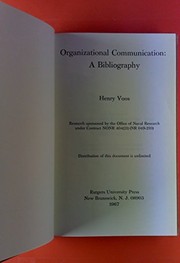 Cover of: Organizational communication | Henry Voos