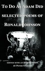 Cover of: To do as Adam did | Ronald Johnson