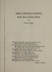 Cover of: Early Virginia families | E. Ruth Pyrtle