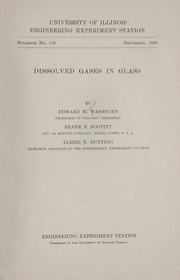 Cover of: Dissolved gases in glass | Edward W. Washburn