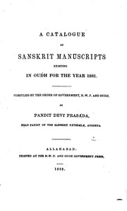 Cover of: Catalogue of Sanskrit Mss. Existing in Oudh