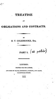 Cover of: Treatise on obligations and contracts. | Henry Thomas Colebrooke