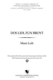 Cover of: Dos liedel fun broyṭ: Dray malokhim ; un andere