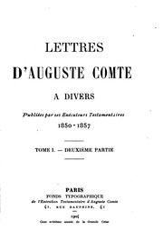 Cover of: Lettres d'Auguste Comte à divers