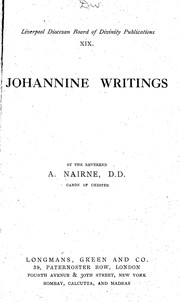 Cover of: Johannine writings by Alexander Nairne