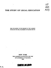 Cover of: The Study of Legal Education: From the Report of the President of the ...