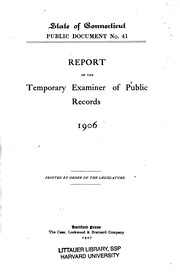 Cover of: Report of the Temporary Examiner of Public Records