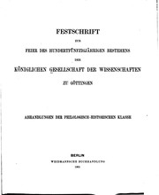 Cover of: Festschrift zur Feier des hundertfünfzigjährigen Bestehens der königlichen ...
