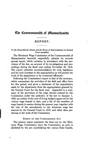 Cover of: Annual Report of the Minimum Wage Commission of Massachusetts by Minimum Wage Commission , Massachusetts , Herman La Rue Brown , Robert Edgar Bisbee , Edwin N. Bartlett , Charles Frederick Dutch