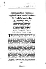 Cover of: A Study of Decomposition Processes Applicable to Certain Products of Coal ...