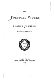 Cover of: The Poetical Works of Thomas Parnell: With a Memoir [by Oliver Goldsmith]. The Poetical Works of ...
